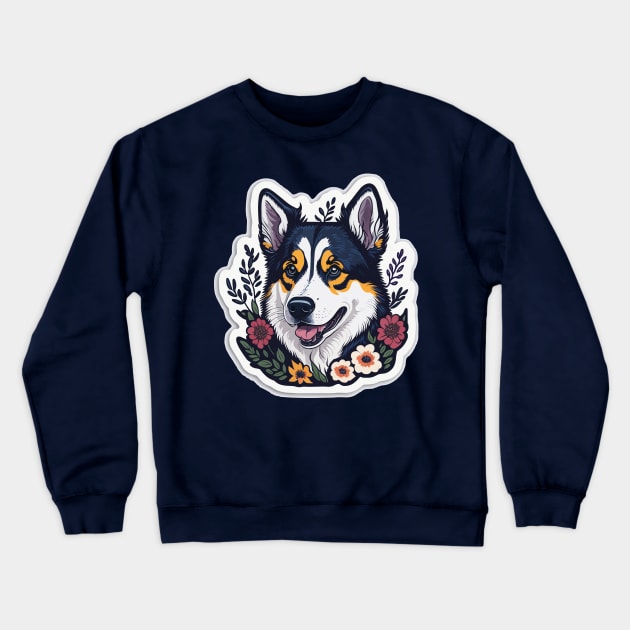 Arctic Adventure: Siberian Husky Dog-Themed Crewneck Sweatshirt by AxAr